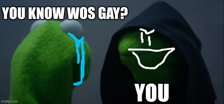Evil Kermit | YOU KNOW WOS GAY? YOU | image tagged in memes,evil kermit | made w/ Imgflip meme maker