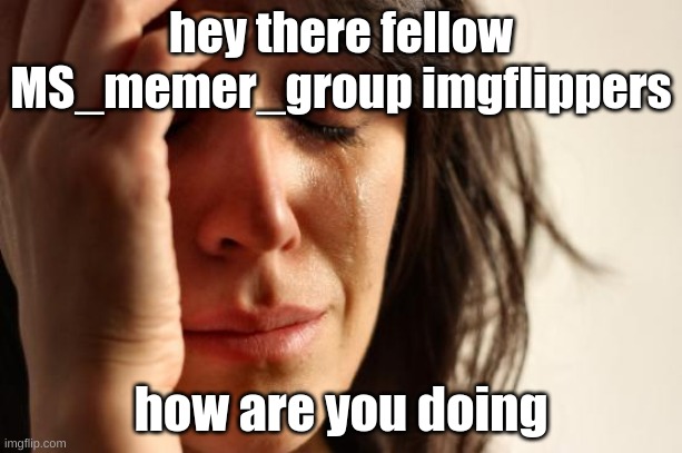 how ya doin? | hey there fellow MS_memer_group imgflippers; how are you doing | image tagged in memes,first world problems | made w/ Imgflip meme maker