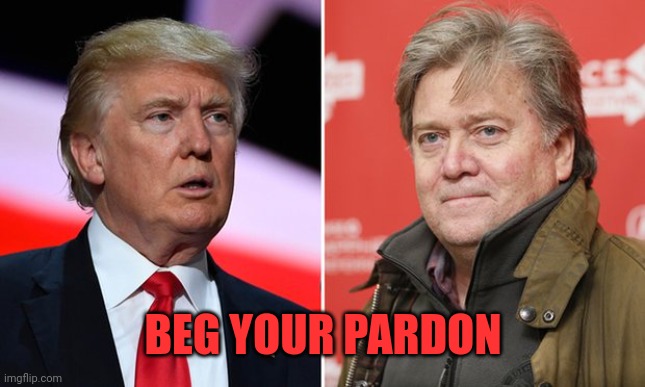 Trump/Bannon | BEG YOUR PARDON | image tagged in trump/bannon | made w/ Imgflip meme maker