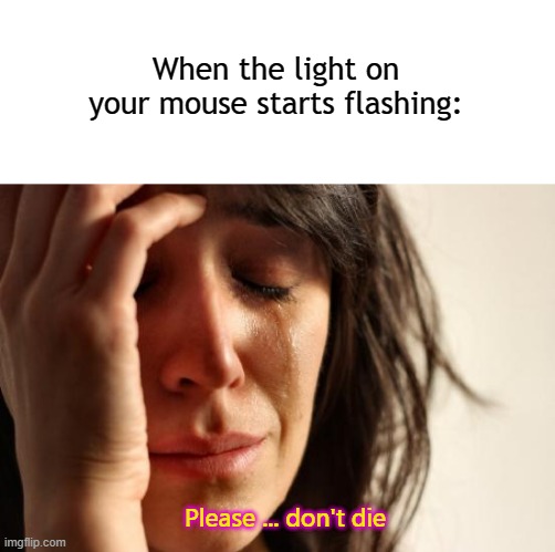 It hurts ... | When the light on your mouse starts flashing:; Please ... don't die | image tagged in blank white template,memes,first world problems,mouse,computer | made w/ Imgflip meme maker