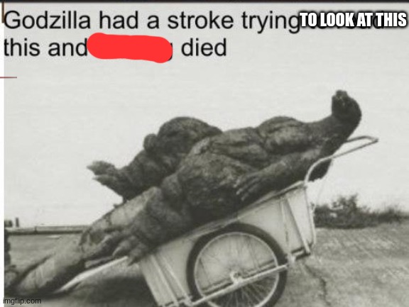 Godzilla | TO LOOK AT THIS | image tagged in godzilla | made w/ Imgflip meme maker