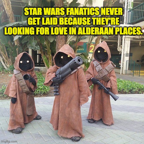Cos Play | STAR WARS FANATICS NEVER GET LAID BECAUSE THEY'RE LOOKING FOR LOVE IN ALDERAAN PLACES. | image tagged in star wars | made w/ Imgflip meme maker