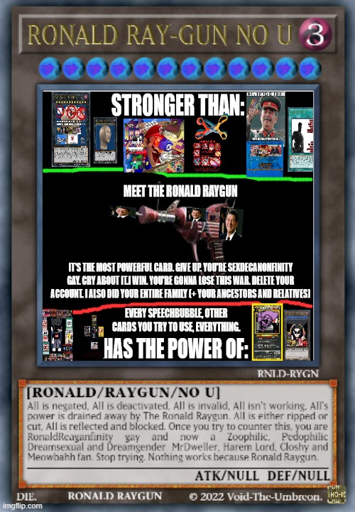 post above and below | image tagged in ronald raygun no u | made w/ Imgflip meme maker