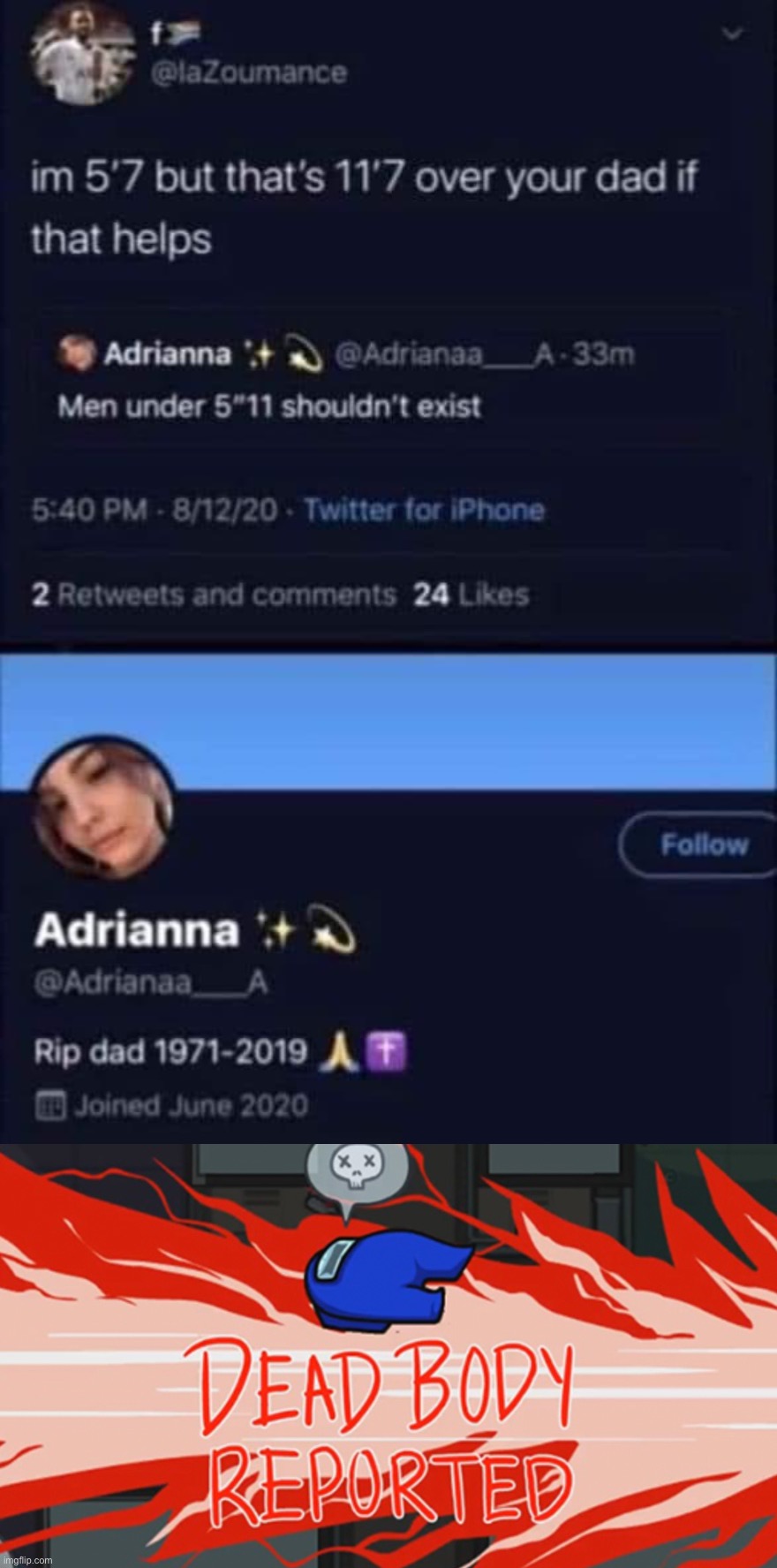 oof | image tagged in men under 5 11,dead body reported,oof,dead,body,reported | made w/ Imgflip meme maker