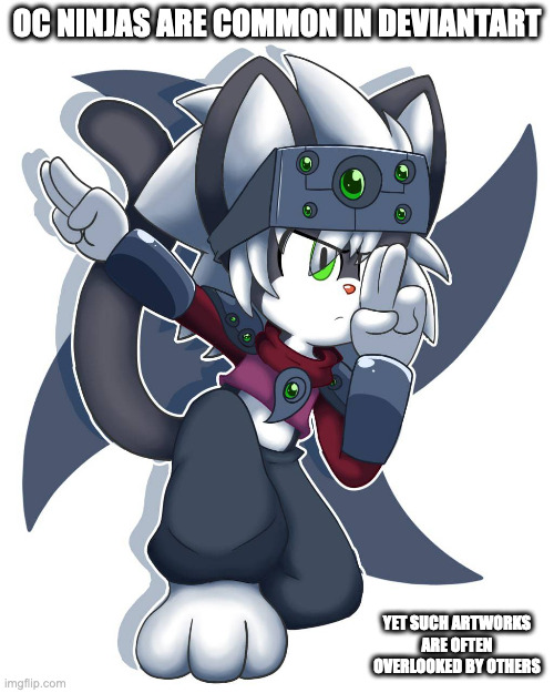 Ninja Cat (Credit to Oblikun on Deviantart) | OC NINJAS ARE COMMON IN DEVIANTART; YET SUCH ARTWORKS ARE OFTEN OVERLOOKED BY OTHERS | image tagged in cats,furry,memes | made w/ Imgflip meme maker
