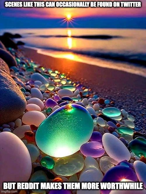 Beach Pebbles | SCENES LIKE THIS CAN OCCASIONALLY BE FOUND ON TWITTER; BUT REDDIT MAKES THEM MORE WORTHWHILE | image tagged in beach,pebbles,memes | made w/ Imgflip meme maker