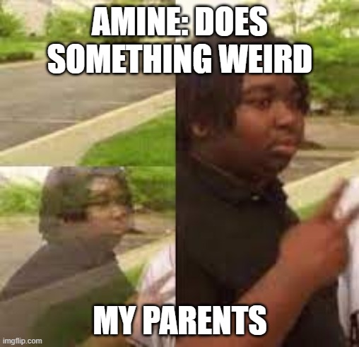 Why the heck does this happen | AMINE: DOES SOMETHING WEIRD; MY PARENTS | image tagged in parents,anime,dumb | made w/ Imgflip meme maker