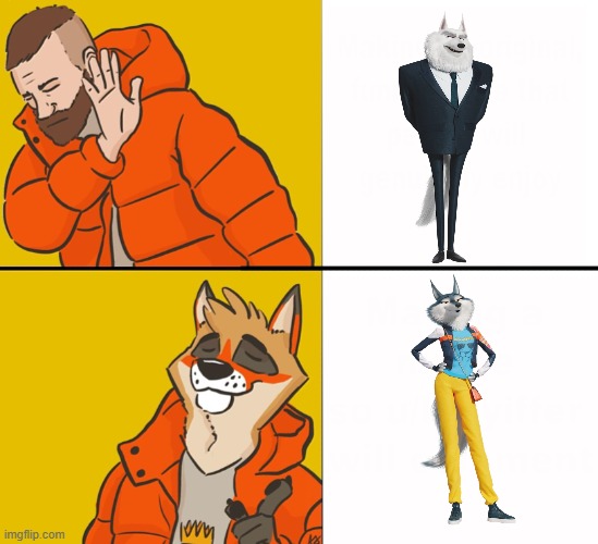 No explanation needed. | image tagged in furry drake,sing,wolf,wolves,porsha crystal | made w/ Imgflip meme maker