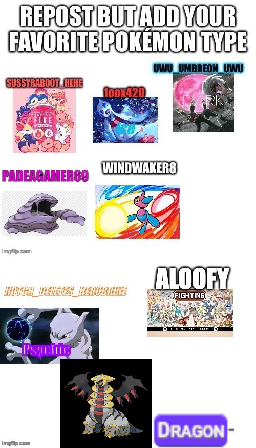 image tagged in repost,pokemon types | made w/ Imgflip meme maker