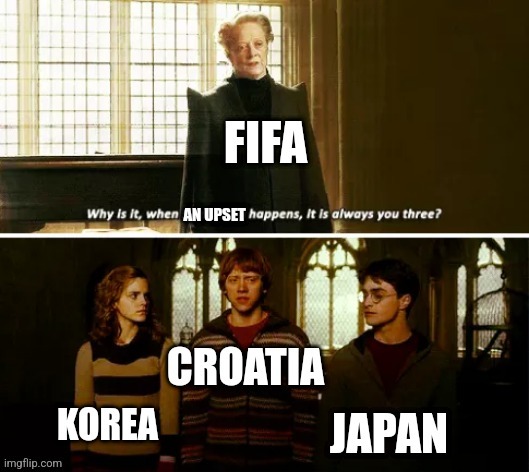 World Cup meme | image tagged in soccer,football,world cup,japan,korea,croatia | made w/ Imgflip meme maker