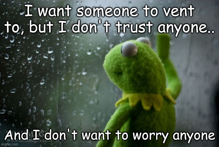 kermit window | I want someone to vent to, but I don't trust anyone.. And I don't want to worry anyone | image tagged in kermit window | made w/ Imgflip meme maker