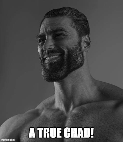 Giga Chad | A TRUE CHAD! | image tagged in giga chad | made w/ Imgflip meme maker