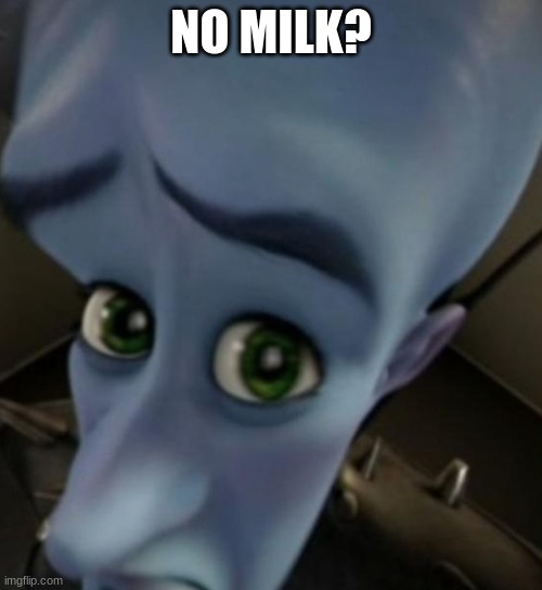 Megamind no bitches | NO MILK? | image tagged in megamind no bitches | made w/ Imgflip meme maker