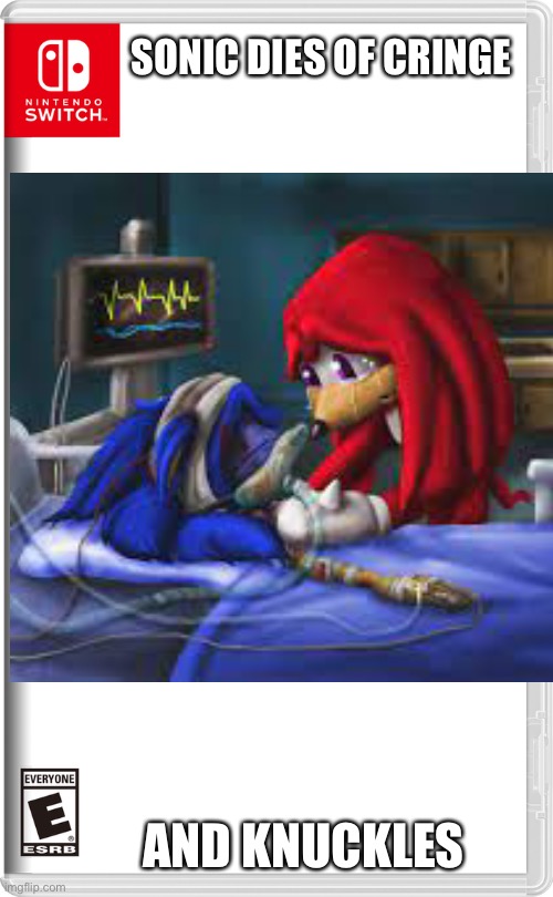 SONIC DIES OF CRINGE; AND KNUCKLES | image tagged in sonic the hedgehog,knuckles | made w/ Imgflip meme maker