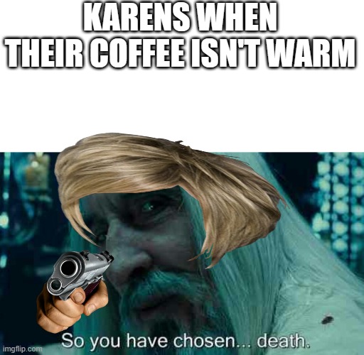 im speaking fact | KARENS WHEN THEIR COFFEE ISN'T WARM | image tagged in so you have chosen death | made w/ Imgflip meme maker