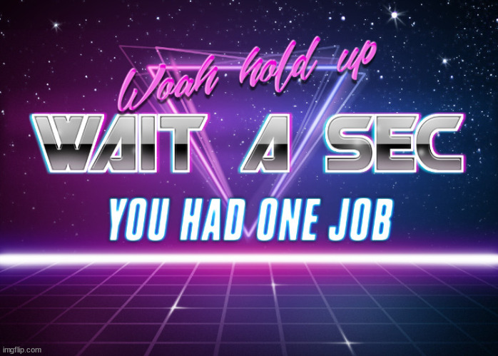 Wait a sec, you had one job | image tagged in wait a sec you had one job | made w/ Imgflip meme maker