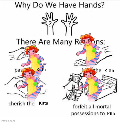 Why do we have hands? (all blank) | Kitta; Kitta; Kitta; Kitta | image tagged in why do we have hands all blank | made w/ Imgflip meme maker