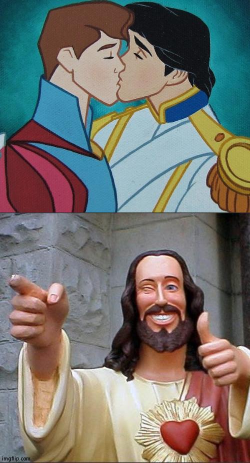 <3 | image tagged in gays kissing,memes,buddy christ | made w/ Imgflip meme maker