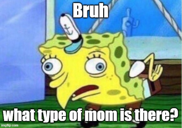 Mocking Spongebob Meme | Bruh what type of mom is there? | image tagged in memes,mocking spongebob | made w/ Imgflip meme maker