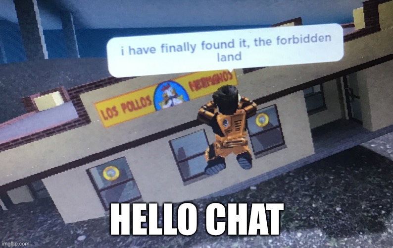 The forbidden land | HELLO CHAT | image tagged in the forbidden land | made w/ Imgflip meme maker