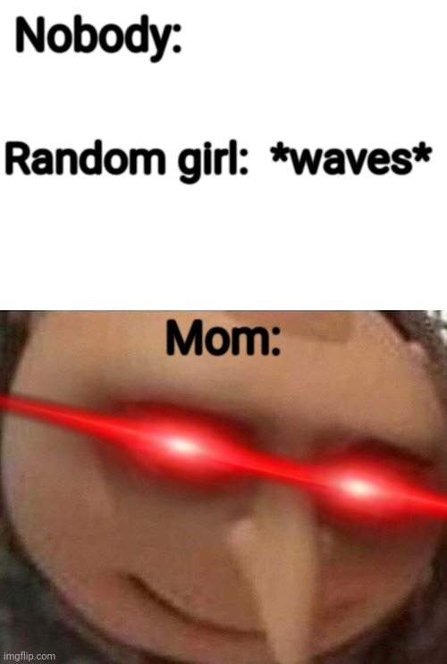 Nobody:; Random girl:  *waves*; Mom: | image tagged in gru meme | made w/ Imgflip meme maker