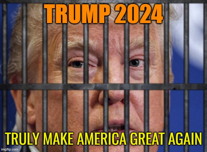 Trump prison bars | TRUMP 2024 TRULY MAKE AMERICA GREAT AGAIN | image tagged in trump prison bars | made w/ Imgflip meme maker