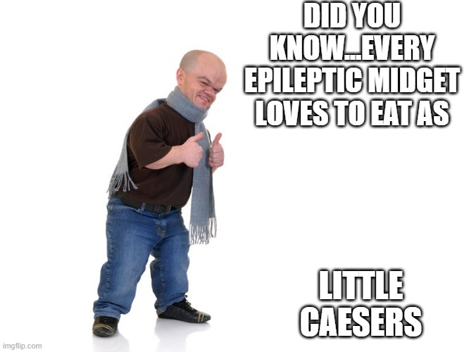 Shake | DID YOU KNOW...EVERY EPILEPTIC MIDGET LOVES TO EAT AS; LITTLE CAESERS | image tagged in midget | made w/ Imgflip meme maker