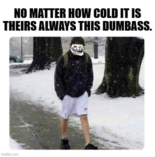 at least one in every town | NO MATTER HOW COLD IT IS THEIRS ALWAYS THIS DUMBASS. | image tagged in cold,dumbass,teen | made w/ Imgflip meme maker