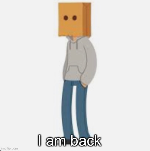 I am back | image tagged in bagboy | made w/ Imgflip meme maker