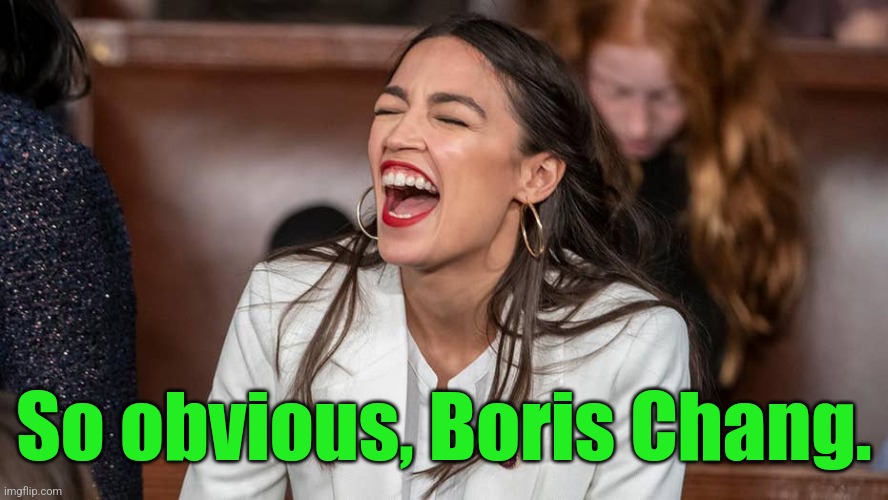 aoc Braying donkey-style | So obvious, Boris Chang. | image tagged in aoc braying donkey-style | made w/ Imgflip meme maker