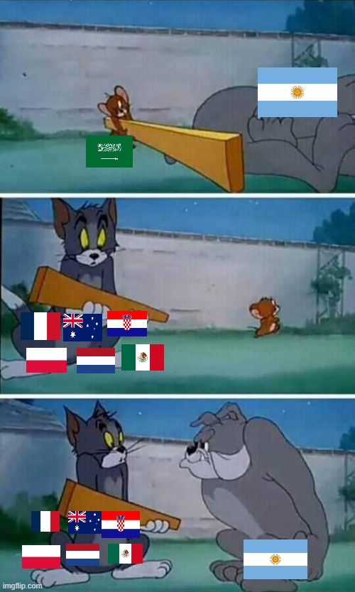 argentina beat them all | image tagged in tom jerry spike | made w/ Imgflip meme maker