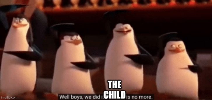 well boys we did it | THE CHILD | image tagged in well boys we did it | made w/ Imgflip meme maker