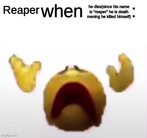 User When Offended: | he dies(since his name is "reaper" he is death mening he killed himself); Reaper | image tagged in user when offended | made w/ Imgflip meme maker