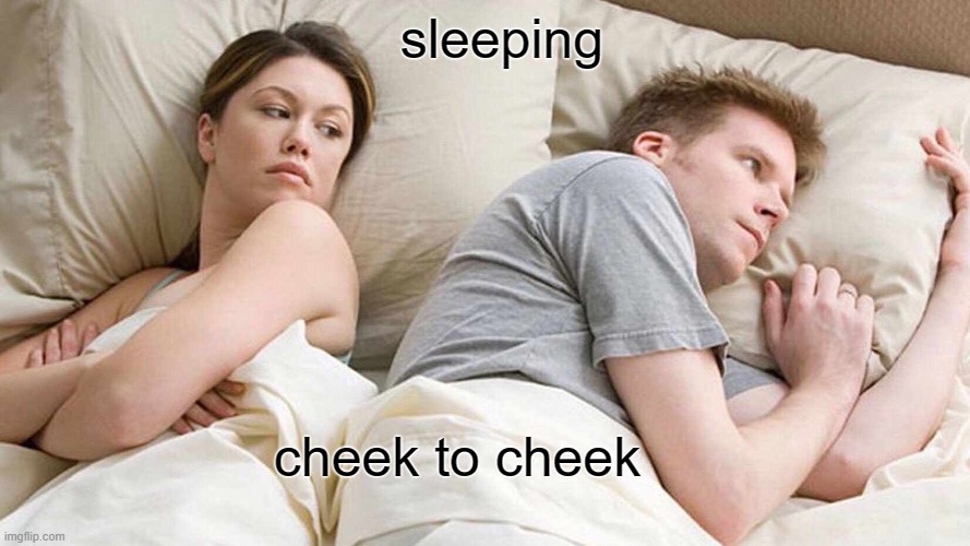 The Big Sleep |  sleeping; cheek to cheek | image tagged in hilarious memes,funny,people,butts,together | made w/ Imgflip meme maker