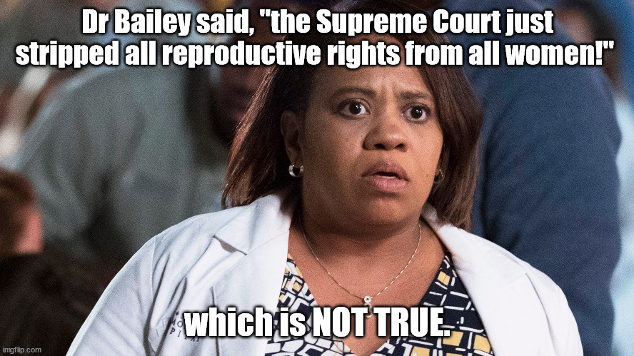 Dr Bailey missinformation | Dr Bailey said, "the Supreme Court just stripped all reproductive rights from all women!"; which is NOT TRUE. | made w/ Imgflip meme maker