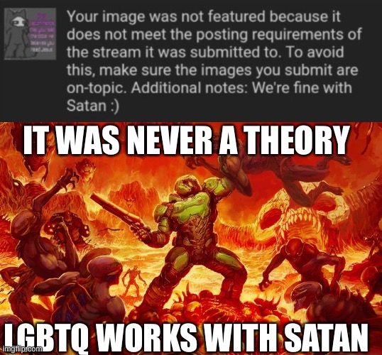 Homophobia rates increased by 98% | IT WAS NEVER A THEORY; LGBTQ WORKS WITH SATAN | image tagged in doom slayer killing demons,balls,homophobia | made w/ Imgflip meme maker