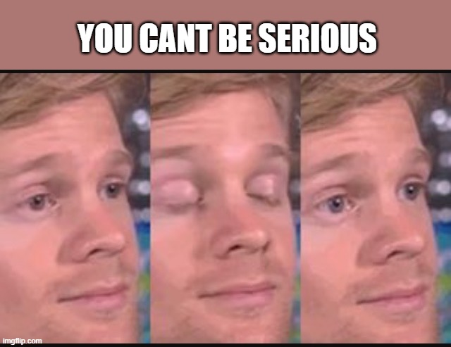 Blinking guy | YOU CANT BE SERIOUS | image tagged in blinking guy | made w/ Imgflip meme maker