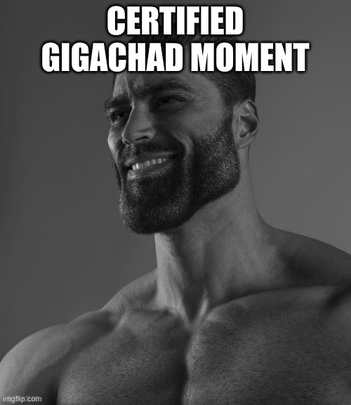 Giga Chad | CERTIFIED GIGACHAD MOMENT | image tagged in giga chad | made w/ Imgflip meme maker