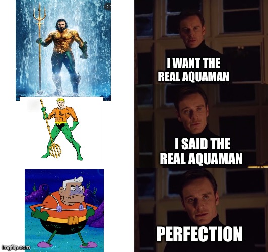 facts | I WANT THE REAL AQUAMAN; I SAID THE REAL AQUAMAN; PERFECTION | image tagged in perfection,aquaman,spongebob | made w/ Imgflip meme maker