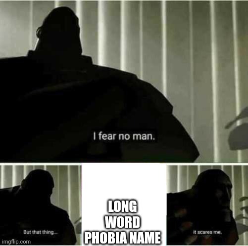 I fear no man | LONG WORD PHOBIA NAME | image tagged in i fear no man | made w/ Imgflip meme maker