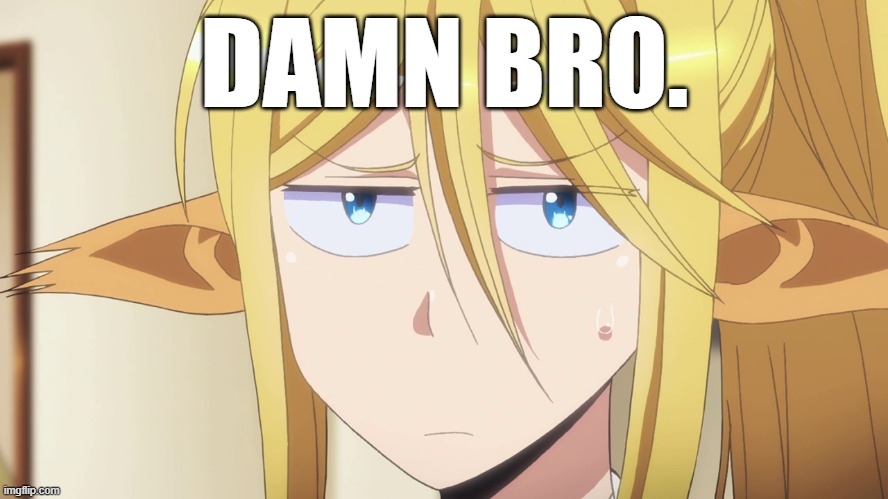 Centorea Neutral face | DAMN BRO. | image tagged in centorea neutral face,memes | made w/ Imgflip meme maker