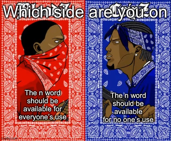 (With the hard r) | Which side are you on; The n word should be available for everyone’s use; The n word should be available for no one’s use | image tagged in which side are you on | made w/ Imgflip meme maker