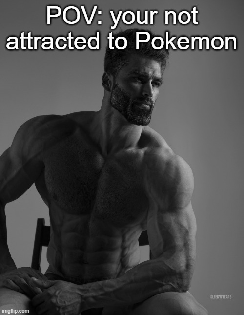 Giga Chad | POV: your not attracted to Pokemon | image tagged in giga chad | made w/ Imgflip meme maker