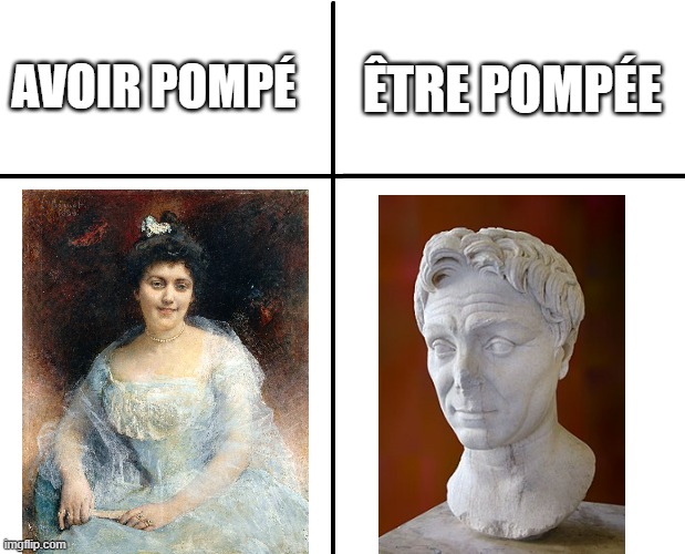 cross graph | ÊTRE POMPÉE; AVOIR POMPÉ | image tagged in cross graph | made w/ Imgflip meme maker