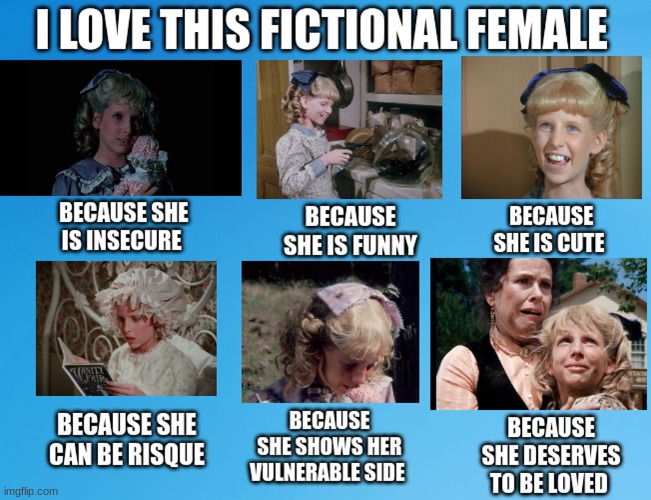 I love Nancy Oleson ( fight me! , I'll protect her ) | image tagged in little house on the prairie,tv show,tv series,cute,waifu,misunderstood | made w/ Imgflip meme maker