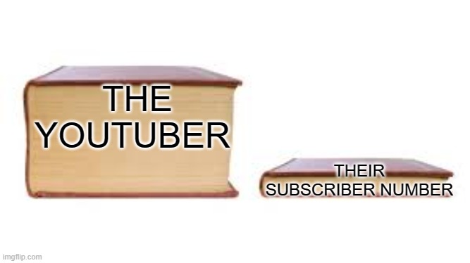 it do be like that tho | THE YOUTUBER; THEIR SUBSCRIBER NUMBER | image tagged in big book small book | made w/ Imgflip meme maker