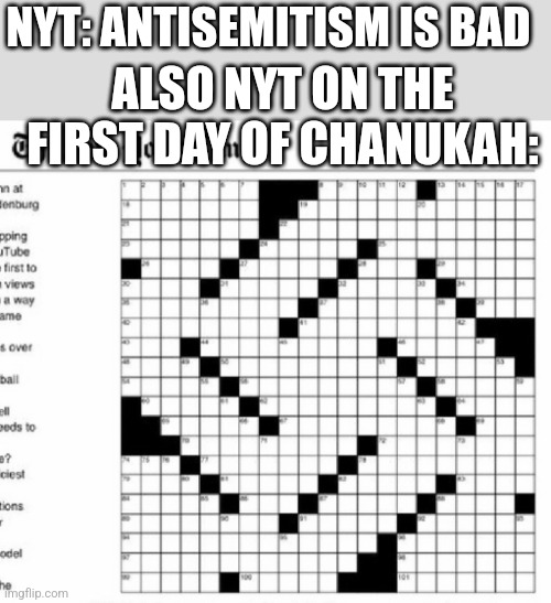 NYT: ANTISEMITISM IS BAD; ALSO NYT ON THE FIRST DAY OF CHANUKAH: | image tagged in funny memes | made w/ Imgflip meme maker