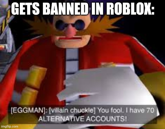 Eggman Alternative Accounts | GETS BANNED IN ROBLOX: | image tagged in eggman alternative accounts | made w/ Imgflip meme maker