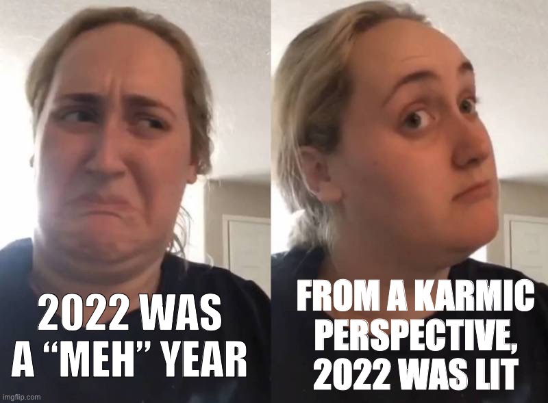 From Jan. 6 defendants to Alex Jones to Trump’s handpicked assholes, 2022 meted out a lot of consequences | FROM A KARMIC PERSPECTIVE, 2022 WAS LIT; 2022 WAS A “MEH” YEAR | image tagged in gross unless,2022,karma,jan 6,alex jones,trump is a moron | made w/ Imgflip meme maker