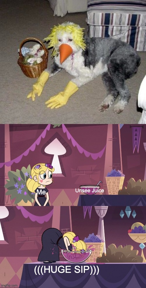 Thanks, I cannot unsee it now. | Unsee Juice; Me; (((HUGE SIP))) | image tagged in star butterfly shoving her face into the juice bowl,can't unsee,unsee juice,unsee,cursed image,memes | made w/ Imgflip meme maker